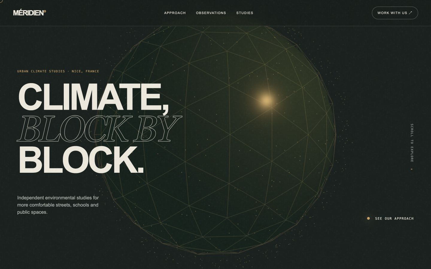 Atelier Méridien interactive climate website homepage